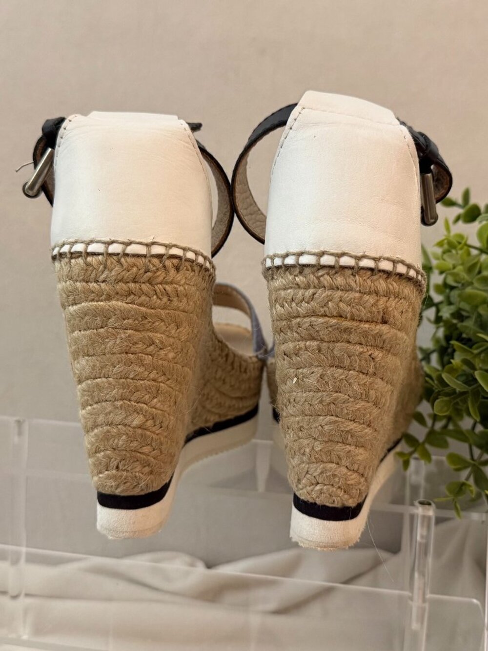 See by Chloé Denim Leather Espadrille Platform Wedge Sandals 37 - Picture 6 of 10